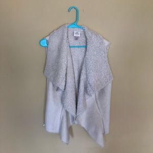 Faux fur vest and suede outside